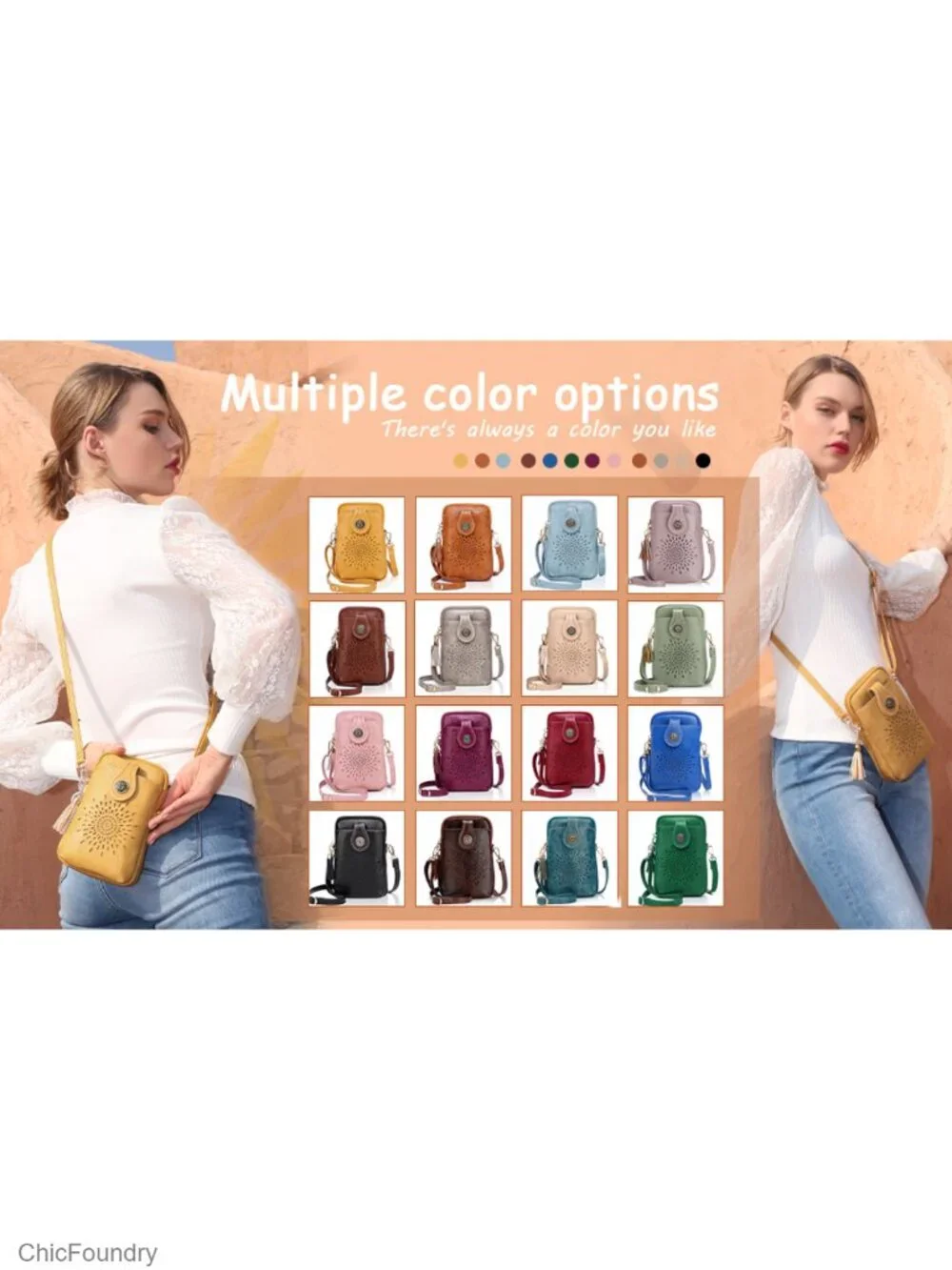 Small Vegan Leather Crossbody Bag with Tassel, Phone Purse